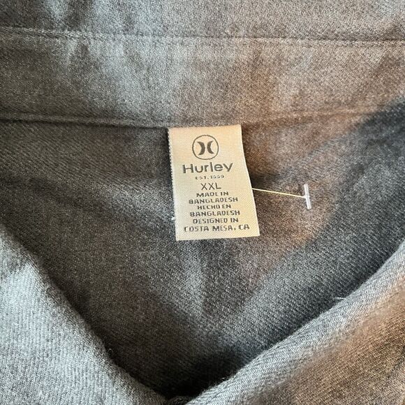 Hurley Ultra Soft Button Down Flannel Shirt Mens 2XL XXL Gray Pockets NWT - Picture 4 of 9